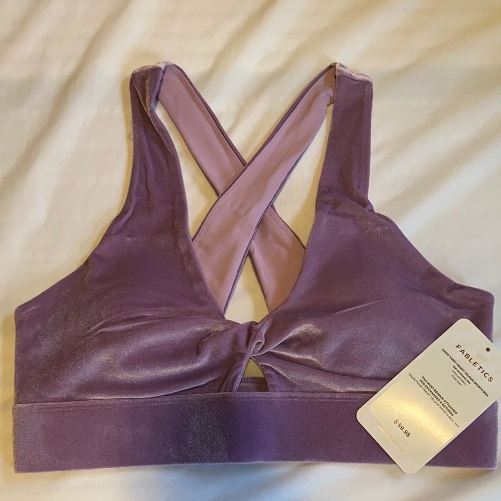 Fabletics Oasis Twist-Front Sports Bra Velour Vanessa Hudgens Line NWT